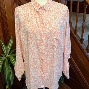 Apt9 Peach and White Tab Sleeve Short Sz L